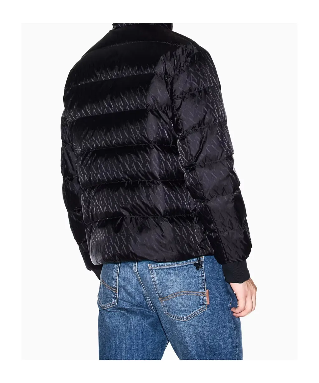 Armani Exchange Tone On Tone Allover Logo Puffer Jacket
