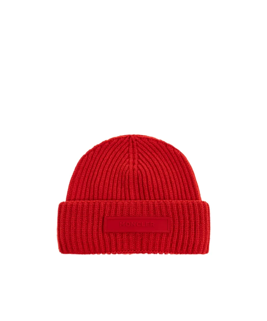 Ribbed Logo-Plaque Beanie