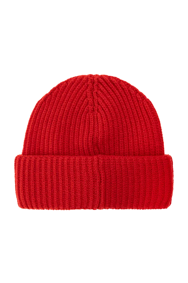 Ribbed Logo-Plaque Beanie
