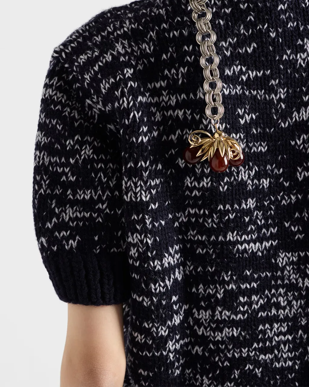 Prada Pendant-Detailed Short-Sleeved Jumper