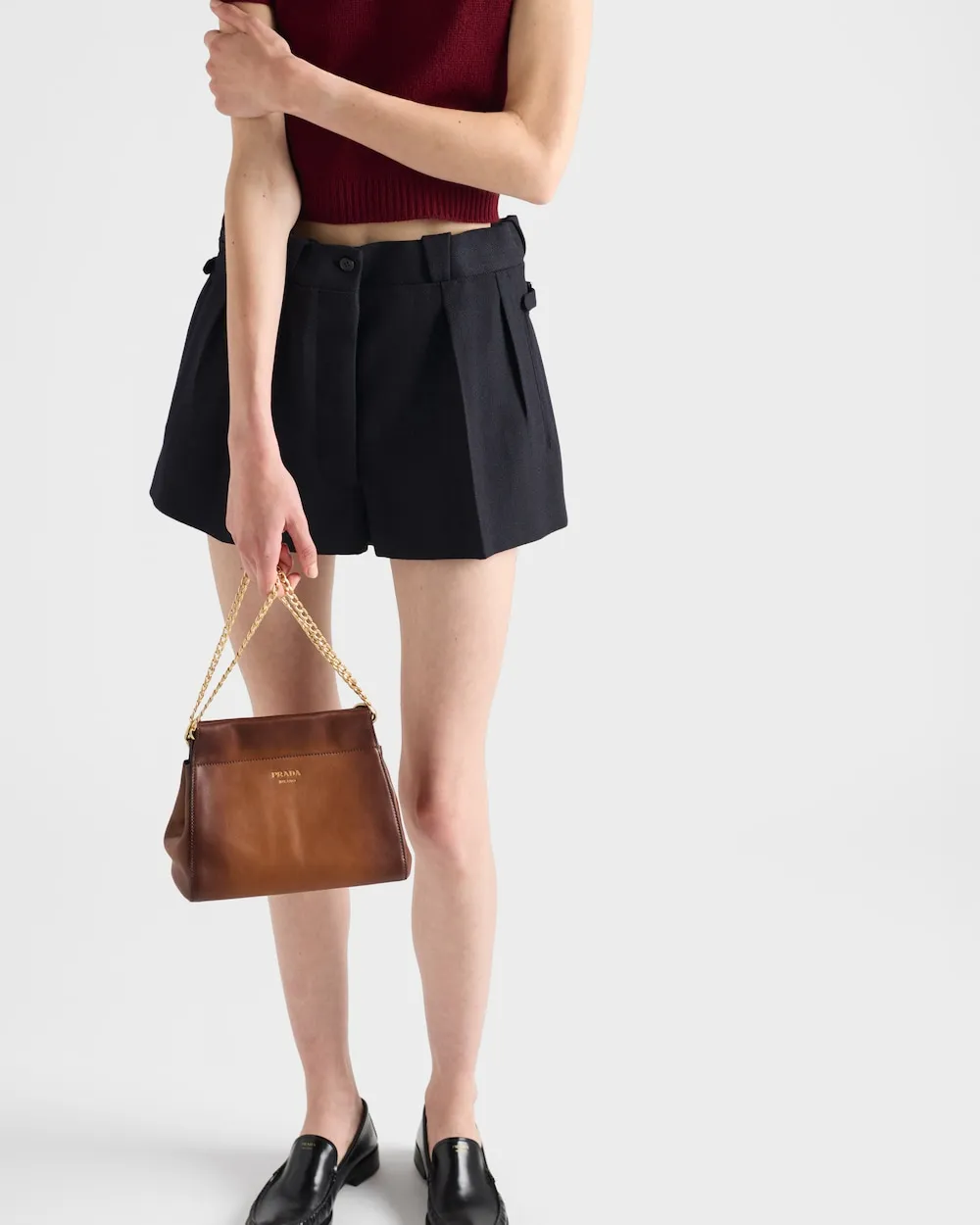 Prada Chevron Pleated Shorts