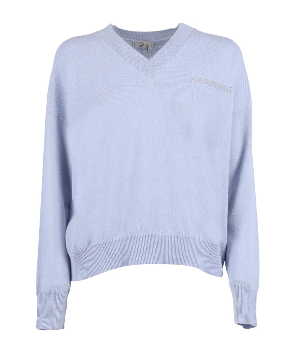 Peserico V-Neck Embellished Knitted Jumper