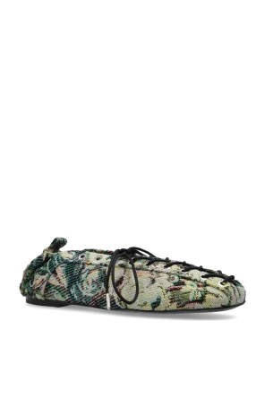 Lace-Up Ballerinas In Tapestry