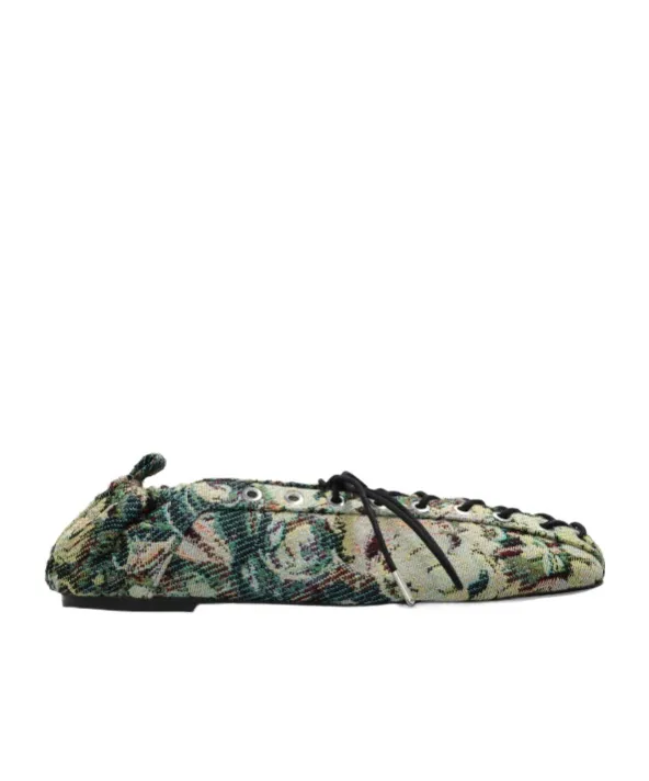Lace-Up Ballerinas In Tapestry