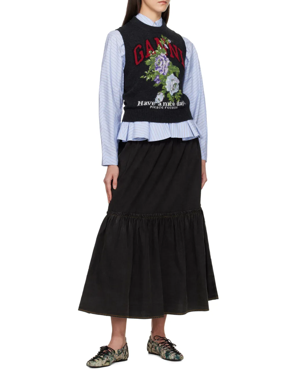Lace-Up Ballerinas In Tapestry