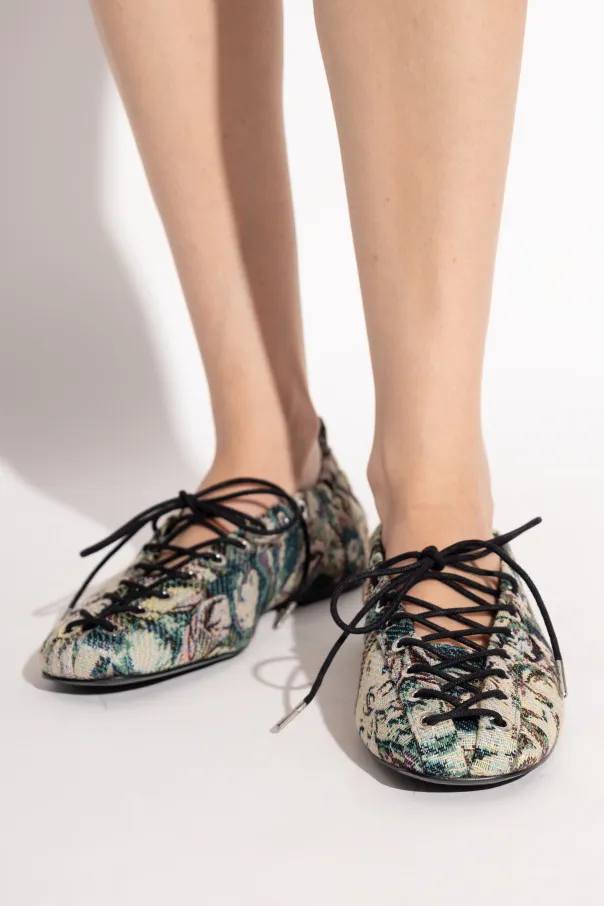 Lace-Up Ballerinas In Tapestry
