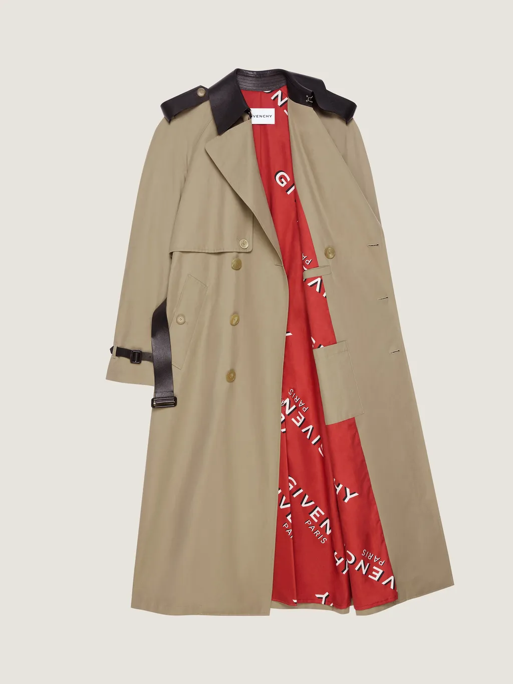 Trench-Coat In Cotton With Leather Details