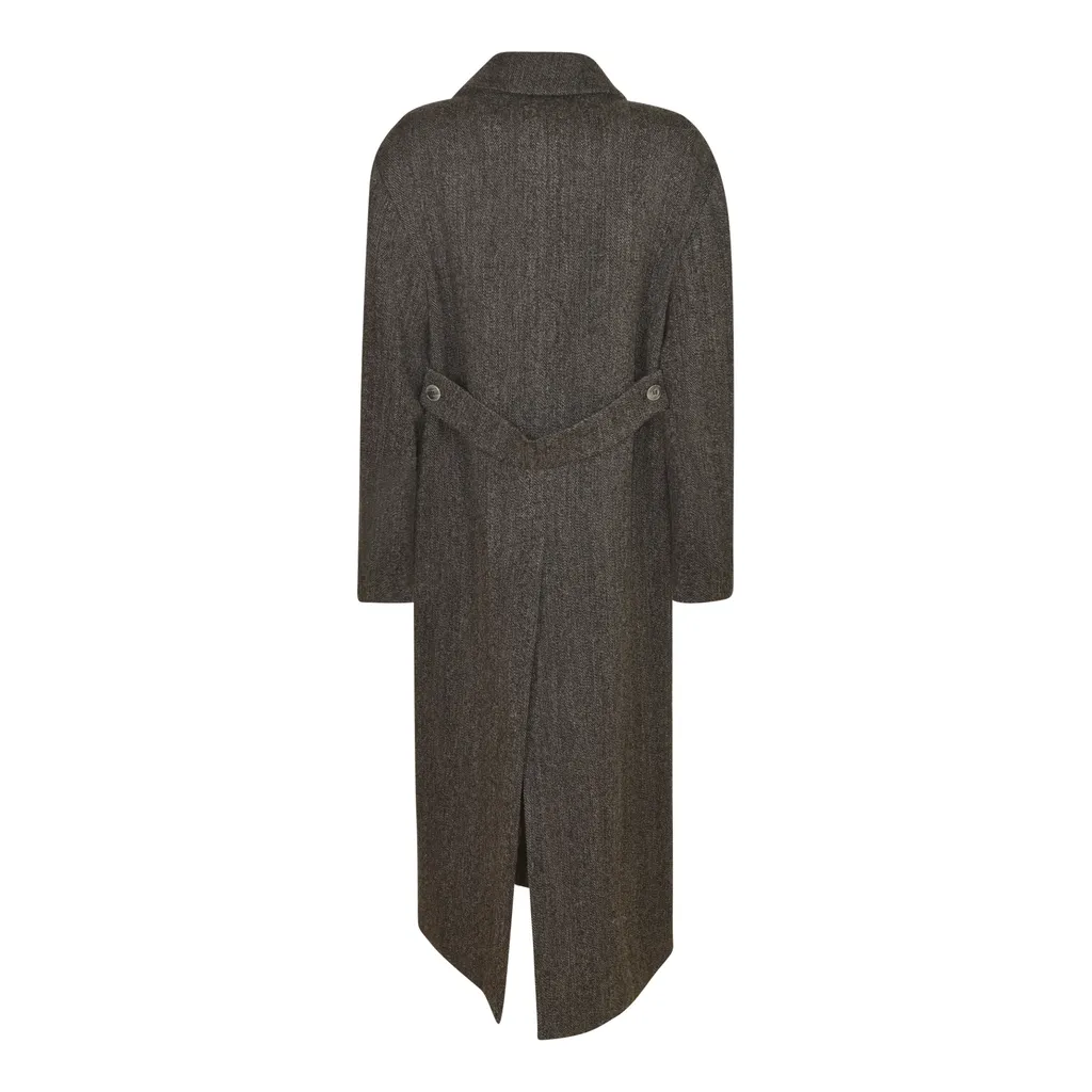 P.A.R.O.S.H. Herringbone Double-Breasted Long Coat
