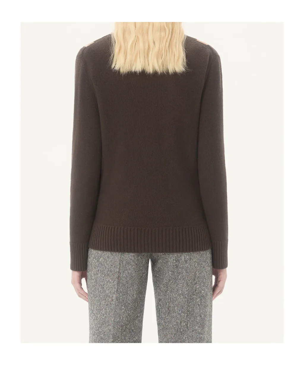 Valentino Logo Plaque V-Neck Jumper