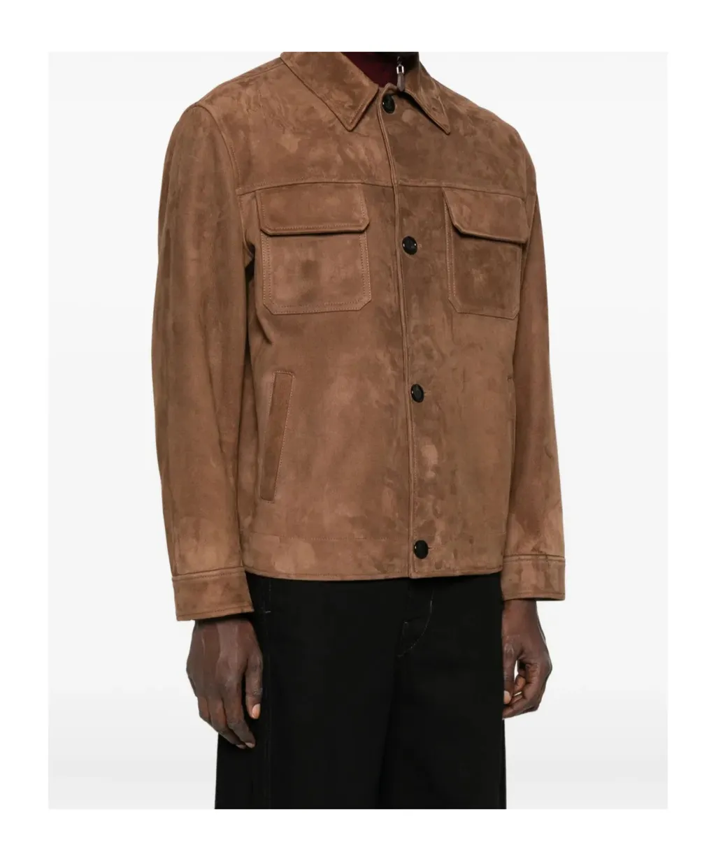 Button-Fastening Flap-Pocket Jacket