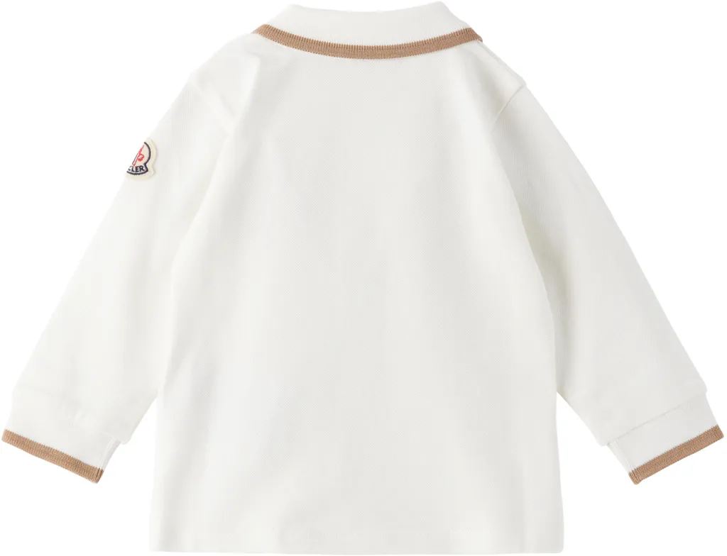Moncler Enfant Teddy Bear Embroidered Long-Sleeved Polo Shirt