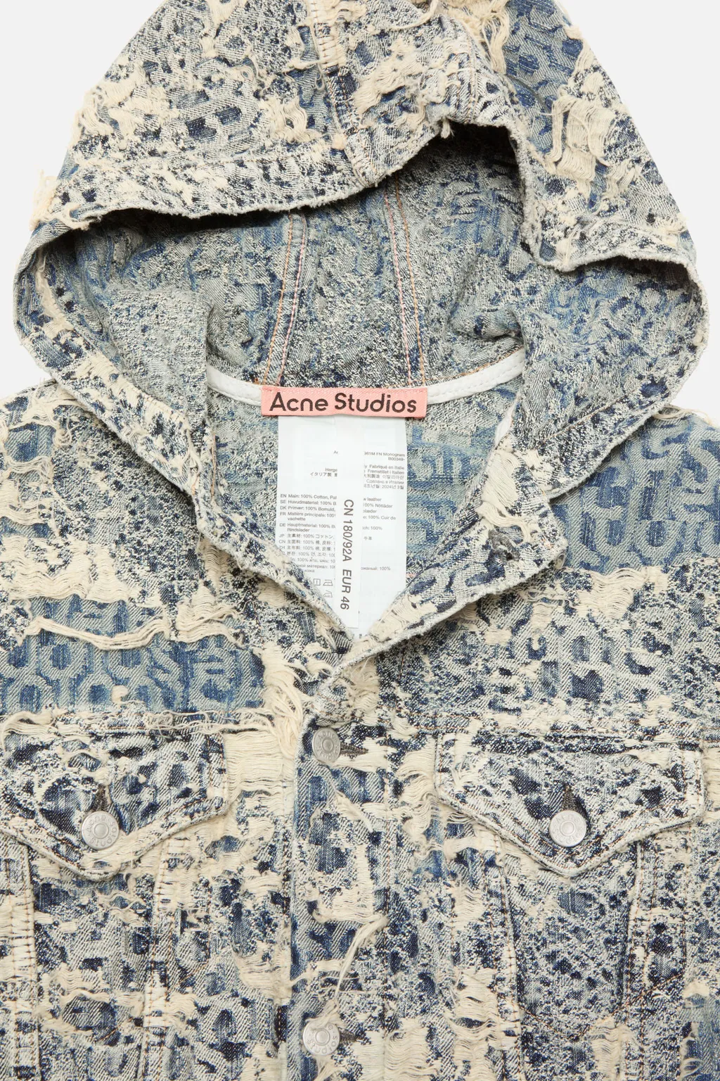Hooded Distressed Denim Jacket