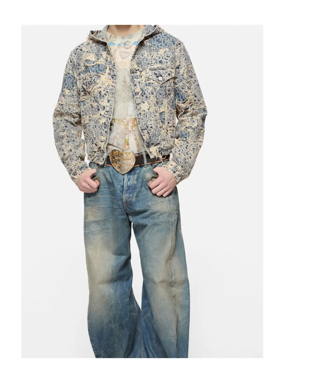Hooded Distressed Denim Jacket