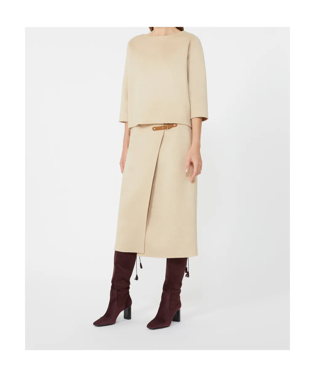 Crew-Neck Camel Blouse
