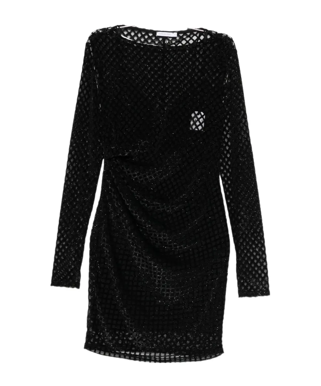 Glitter Net Long-Sleeve Dress