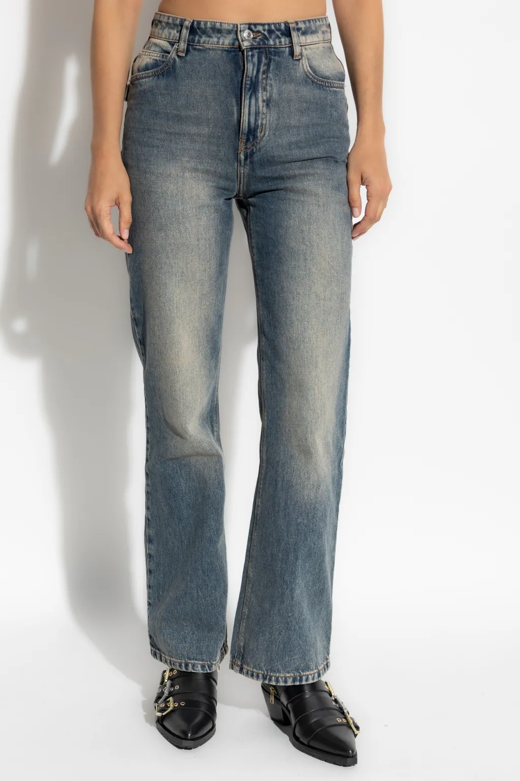 Faded Straight-Leg Jeans
