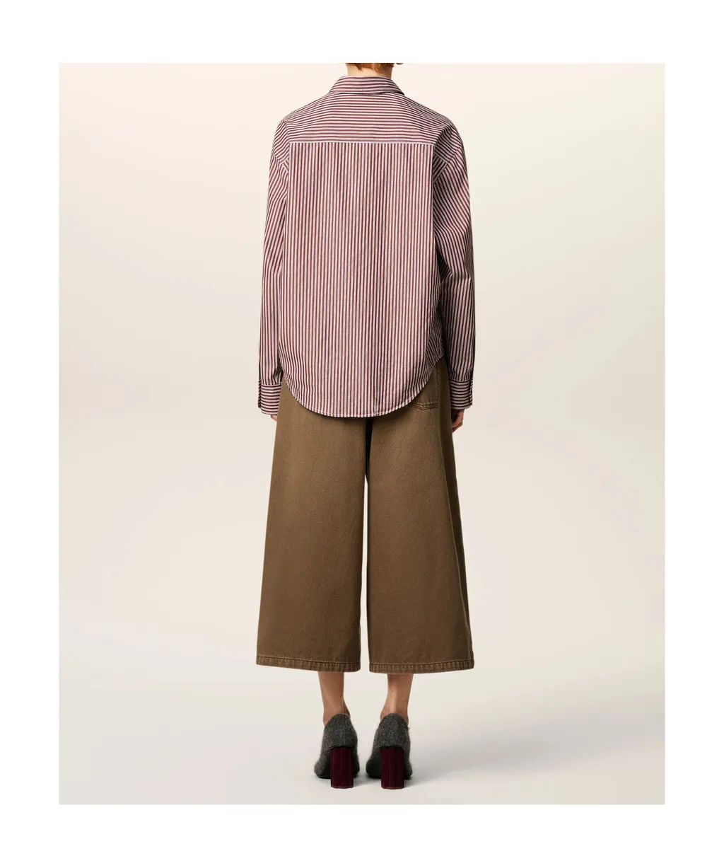 Ami Paris Striped Logo Embroidered Shirt