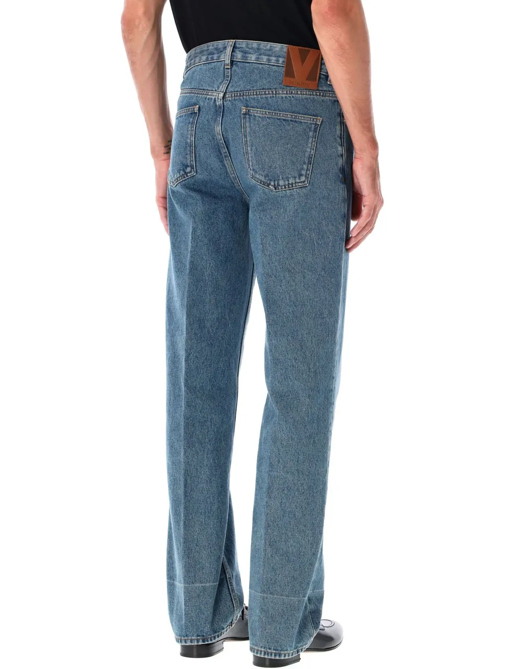 Valentino Logo Patch Straight Leg Jeans