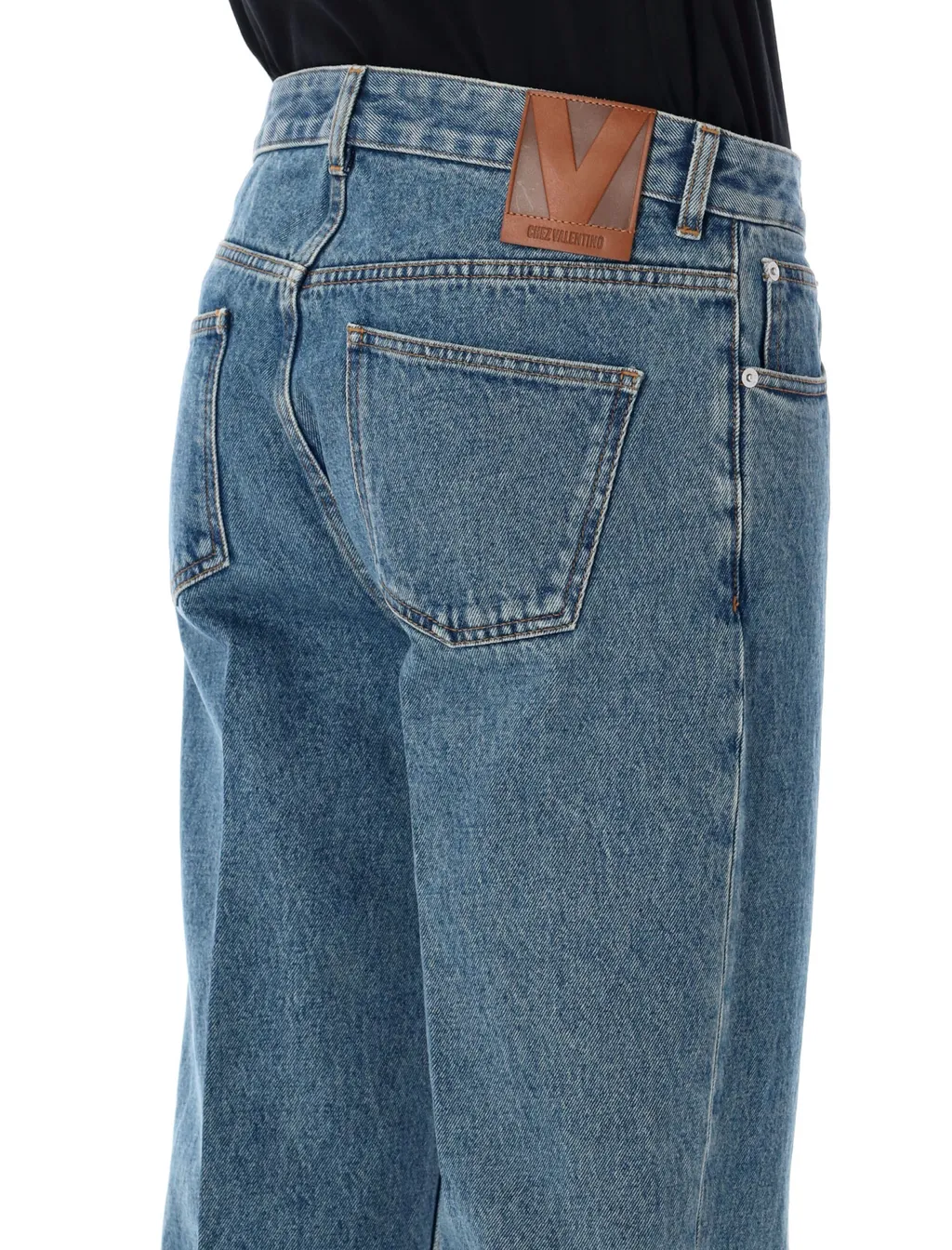 Valentino Logo Patch Straight Leg Jeans