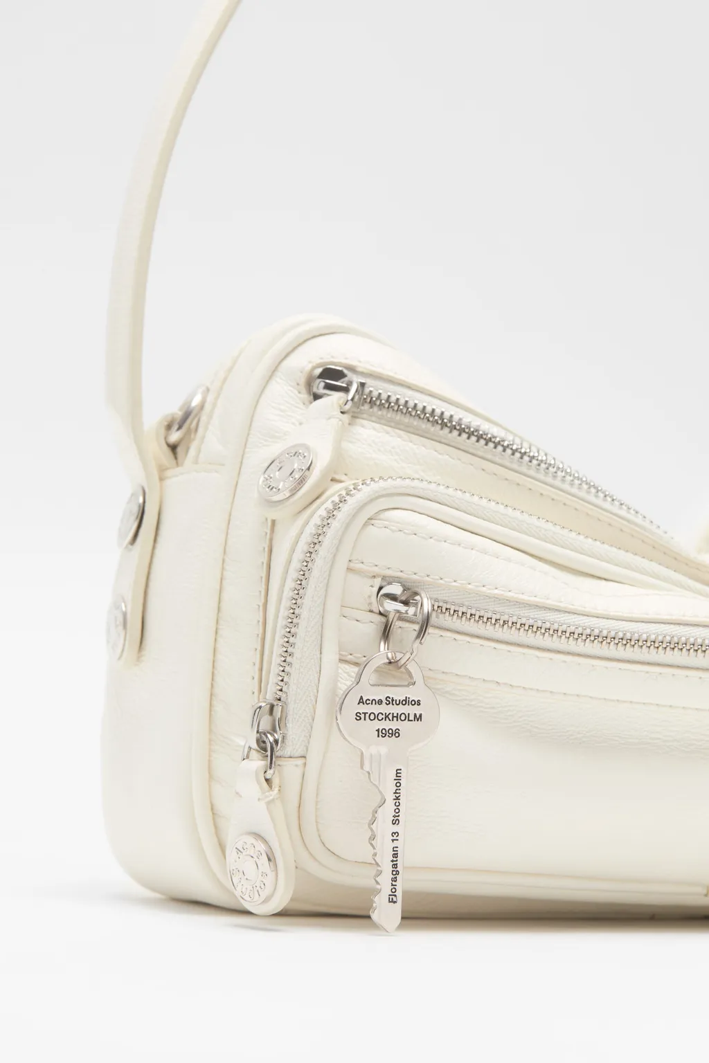 Triple-Zip Leather Shoulder Bag