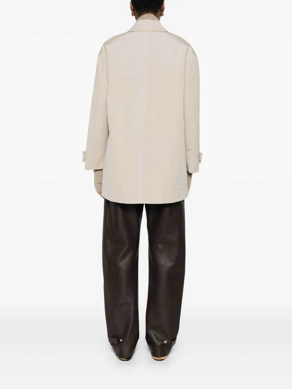 Double-Breasted Zip-Detail Coat
