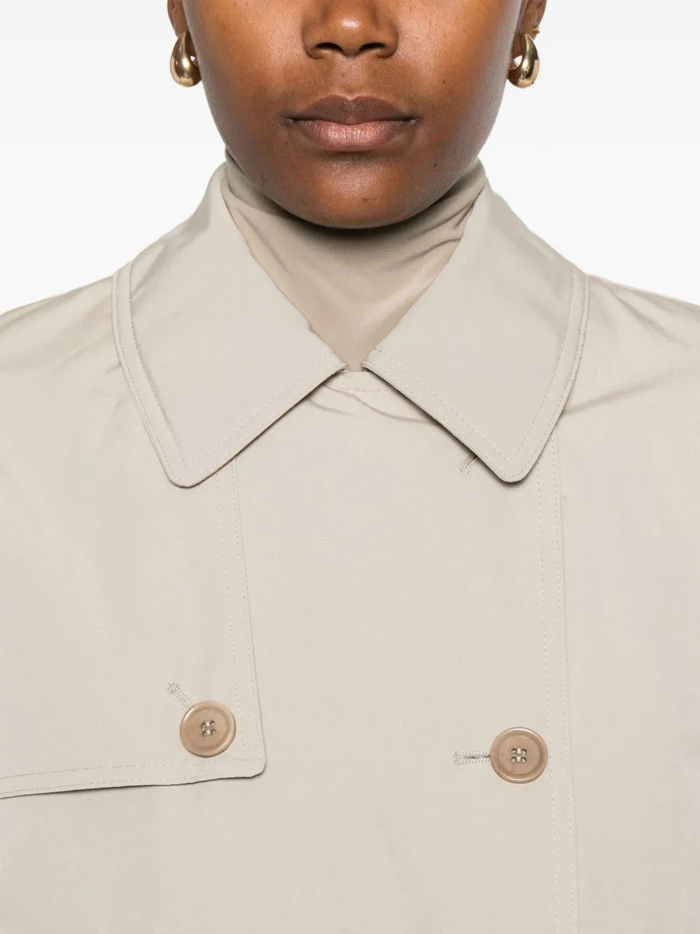 Double-Breasted Zip-Detail Coat