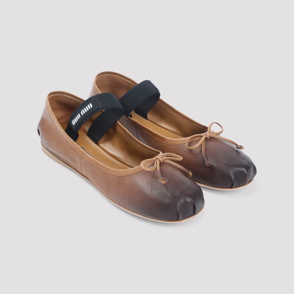 Bow-Detail Elastic-Strap Ballet Flats