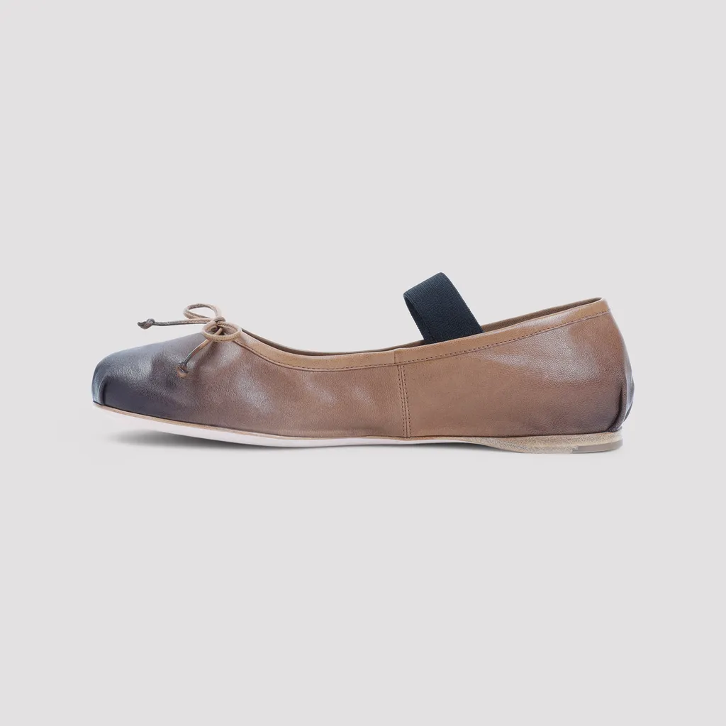 Bow-Detail Elastic-Strap Ballet Flats