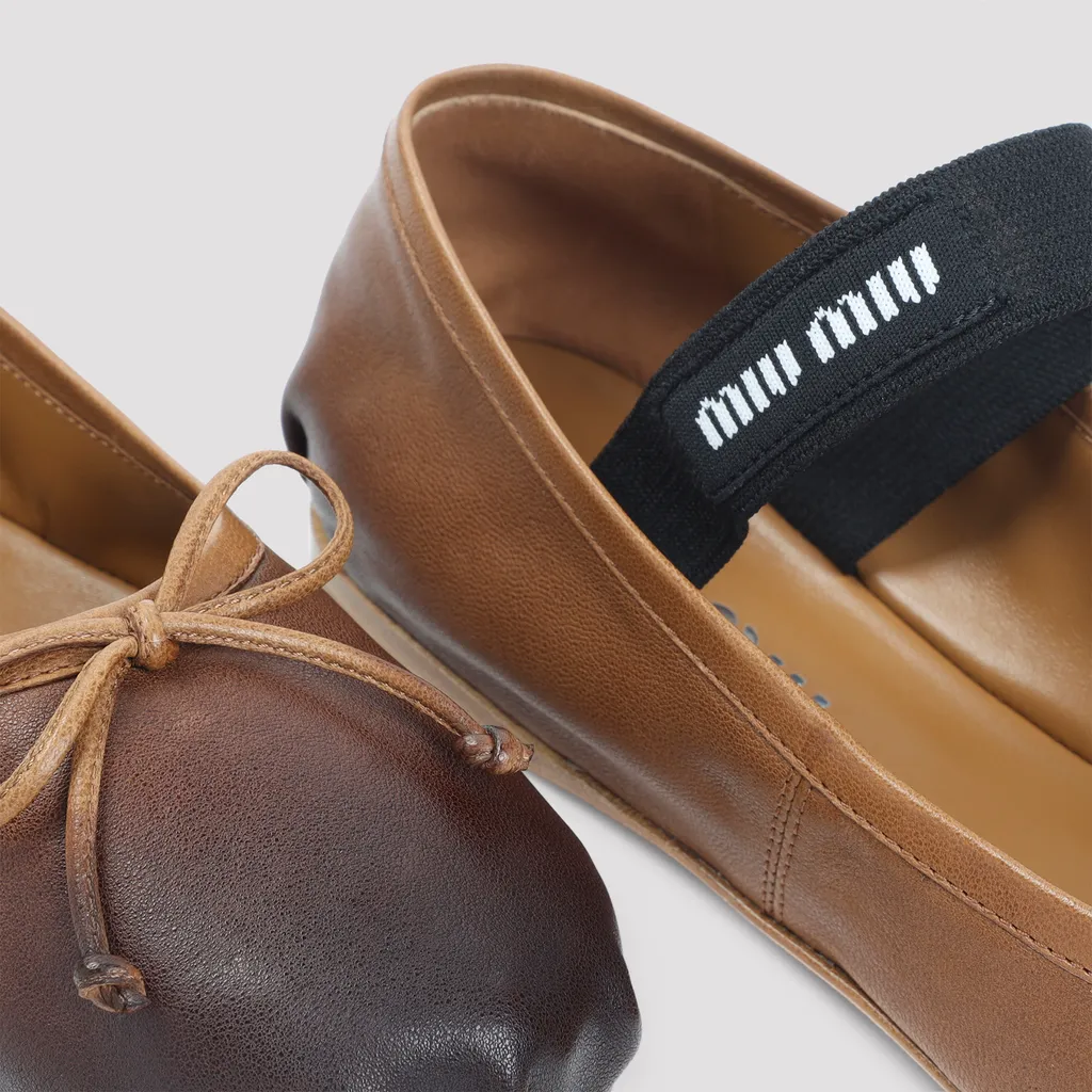 Bow-Detail Elastic-Strap Ballet Flats