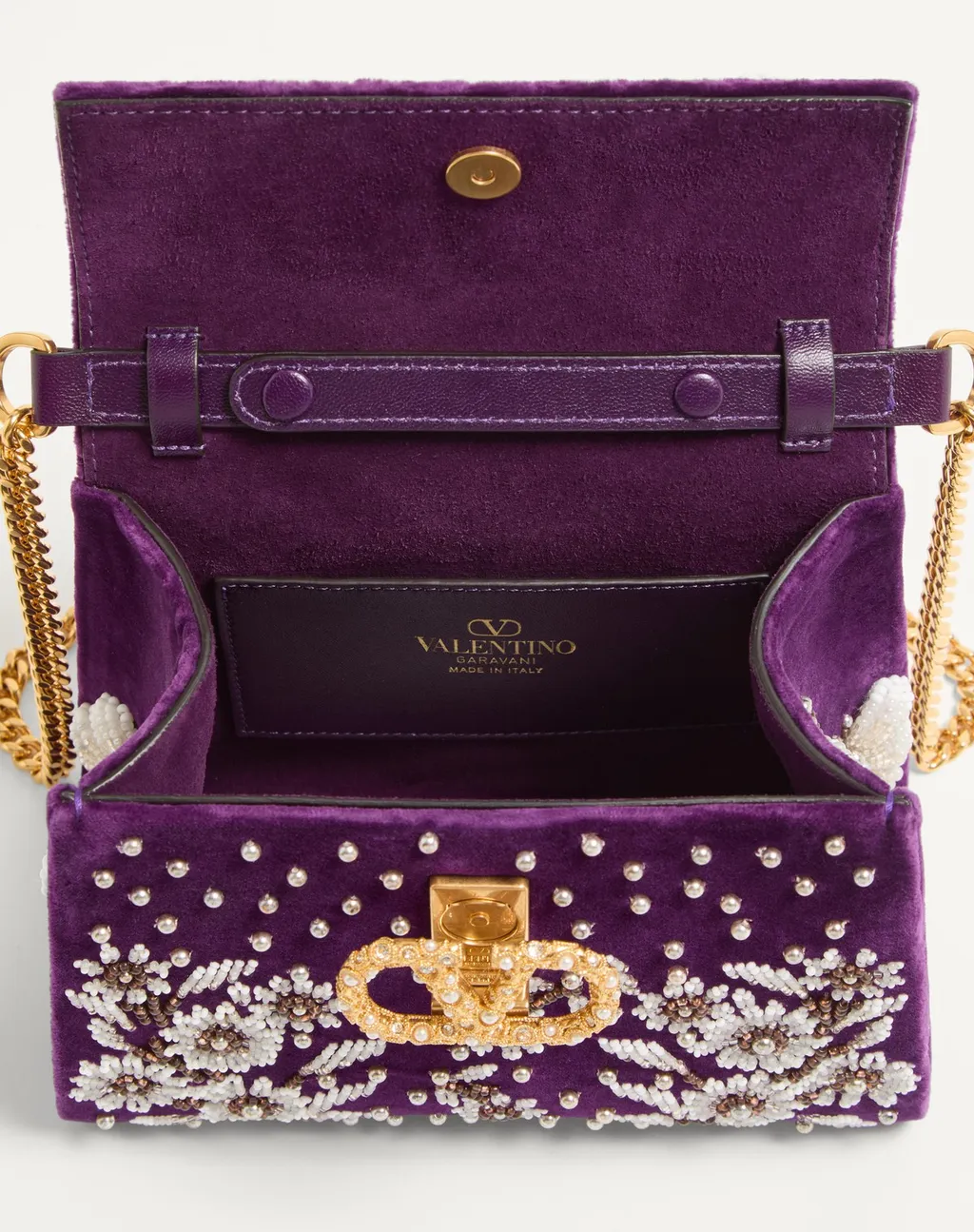Valentino Garavani Mini Vsling Embroidered Handbag With Jewel Logo