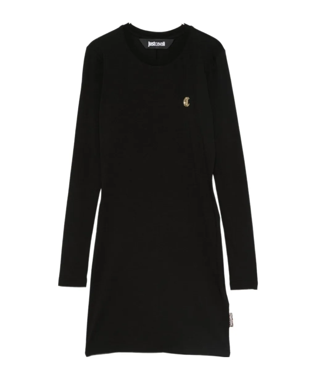 Logo-Plaque Long-Sleeve Mini Dress