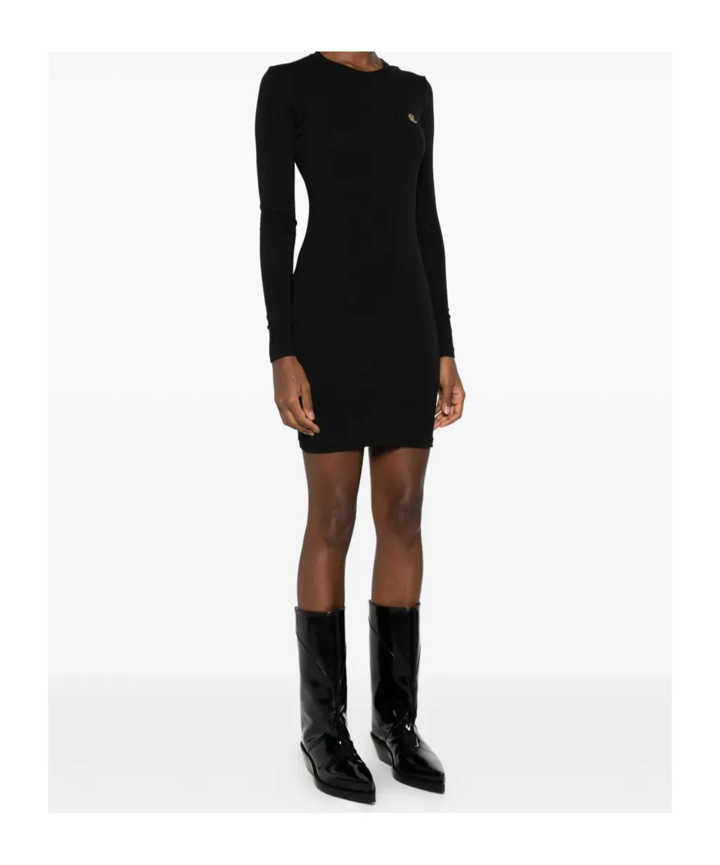 Logo-Plaque Long-Sleeve Mini Dress