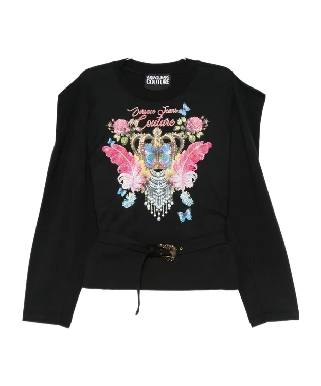 Crown-Embellished Long-Sleeve Top