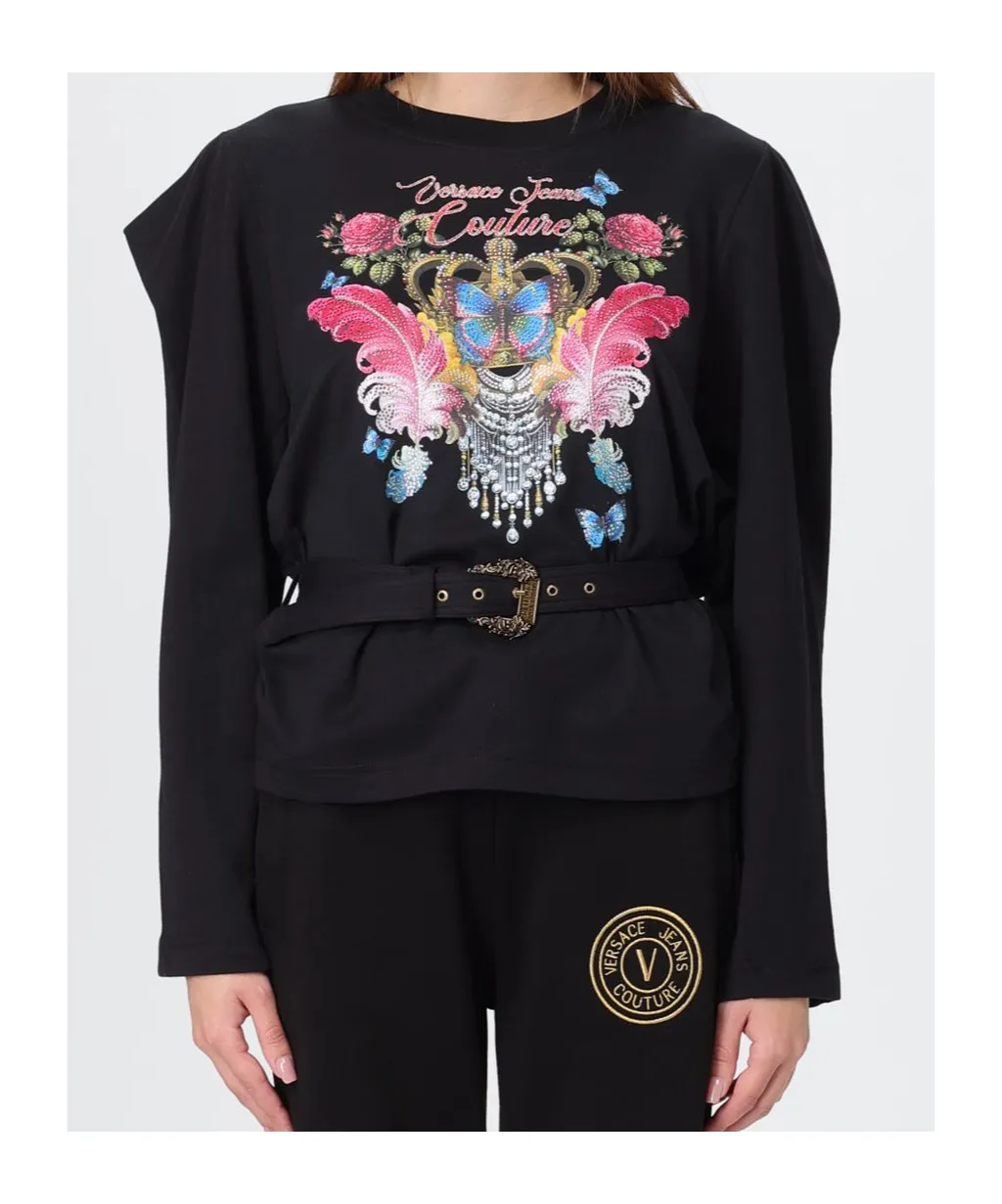 Crown-Embellished Long-Sleeve Top
