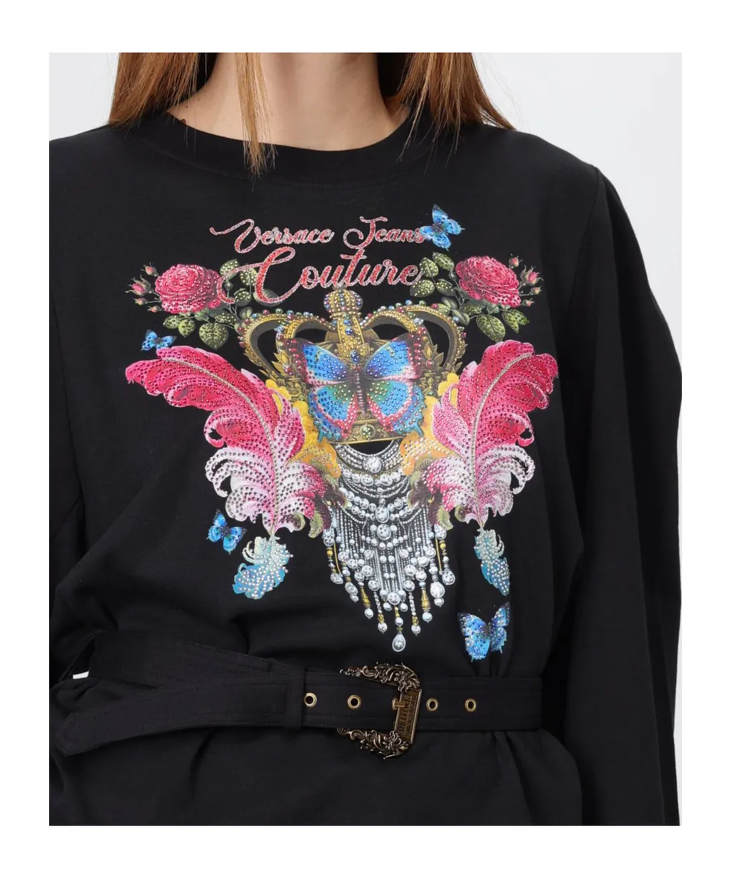 Crown-Embellished Long-Sleeve Top