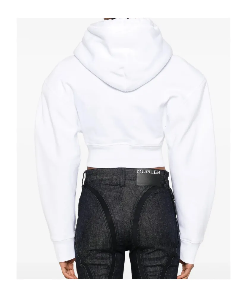 Logo-Print Cropped Hoodie