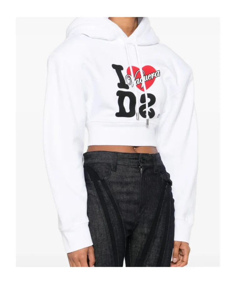 Logo-Print Cropped Hoodie