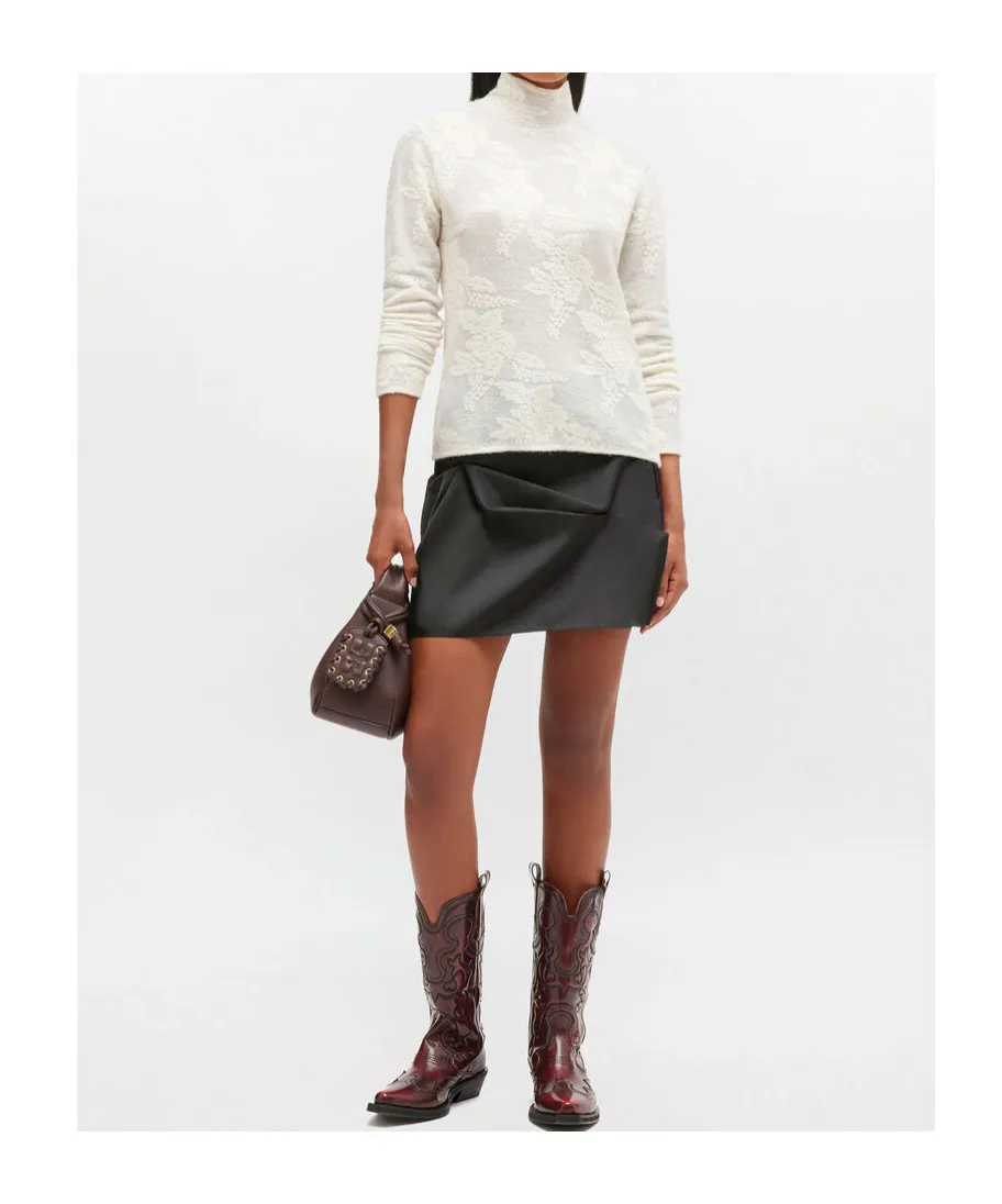 Ganni Flower Jacquard High Neck Jumper