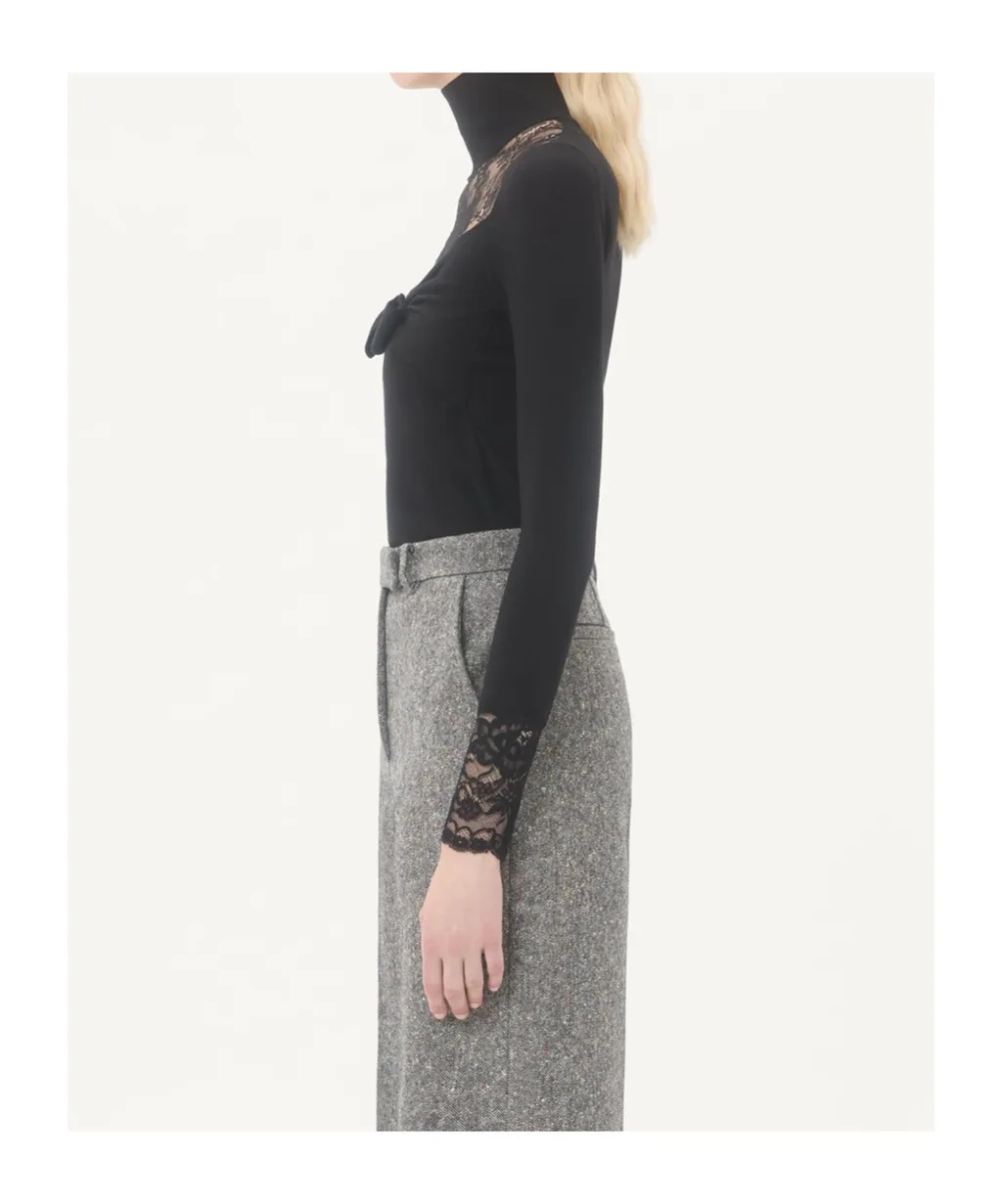 Valentino Lace-Panelled High Neck Top