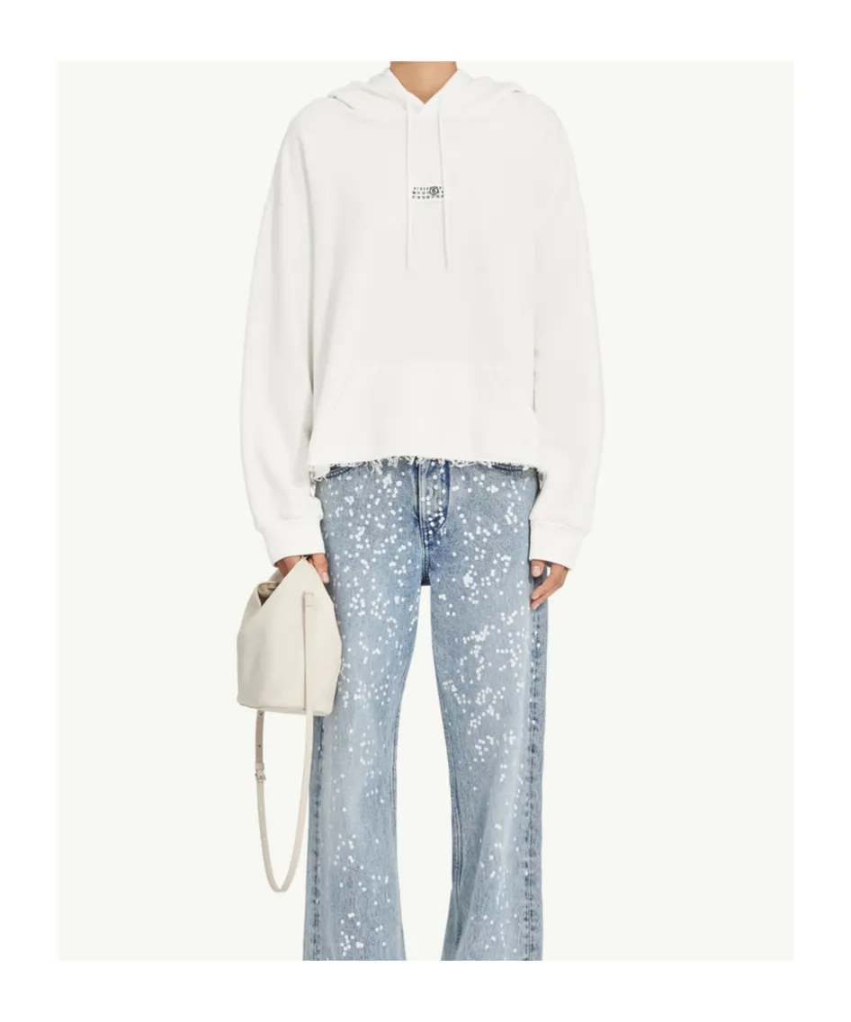 Mm6 Maison Margiela Frayed-Hem Drawstring Hoodie