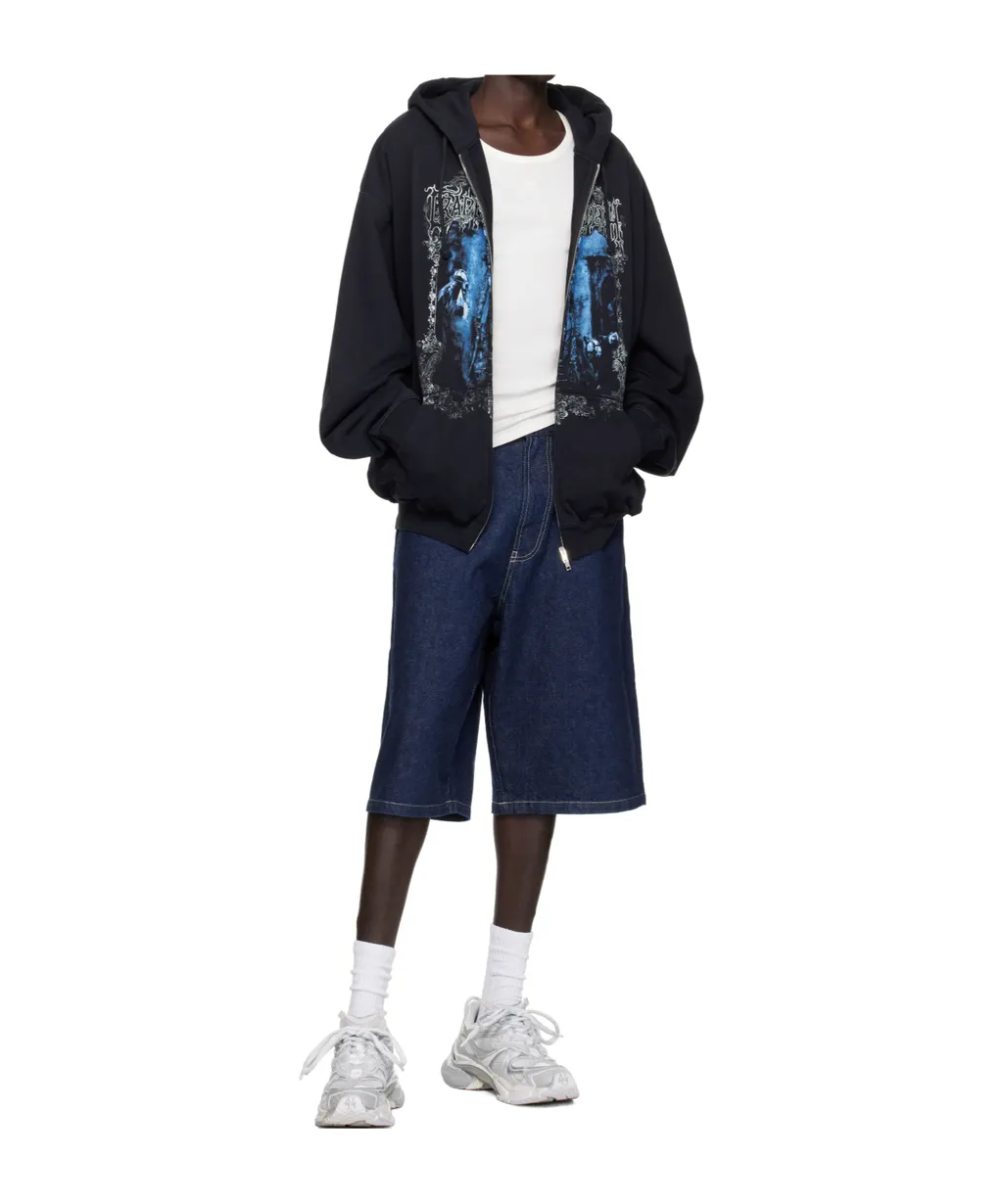 Vetements Printed Drawstring Zipped Hoodie