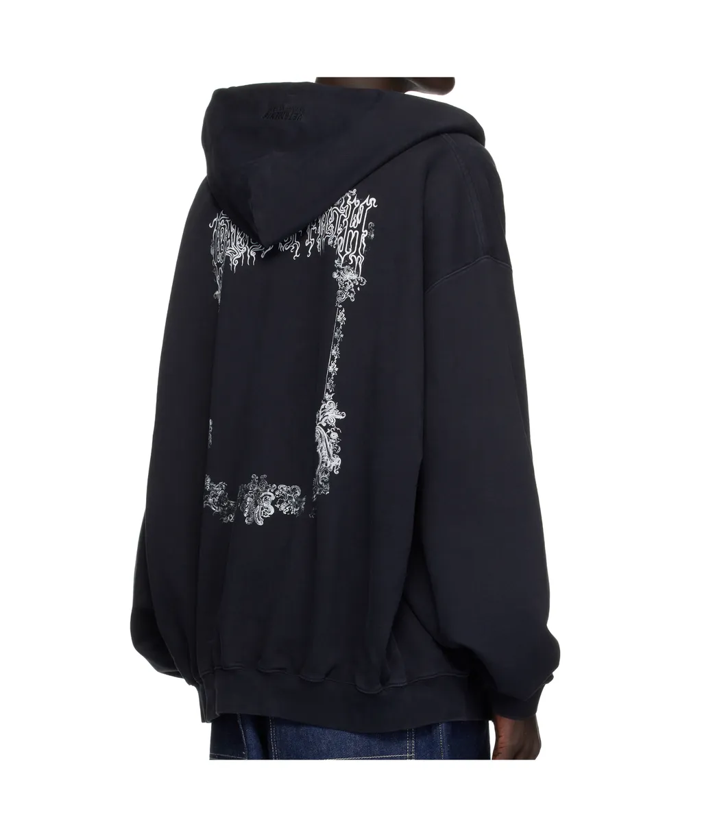 Vetements Printed Drawstring Zipped Hoodie