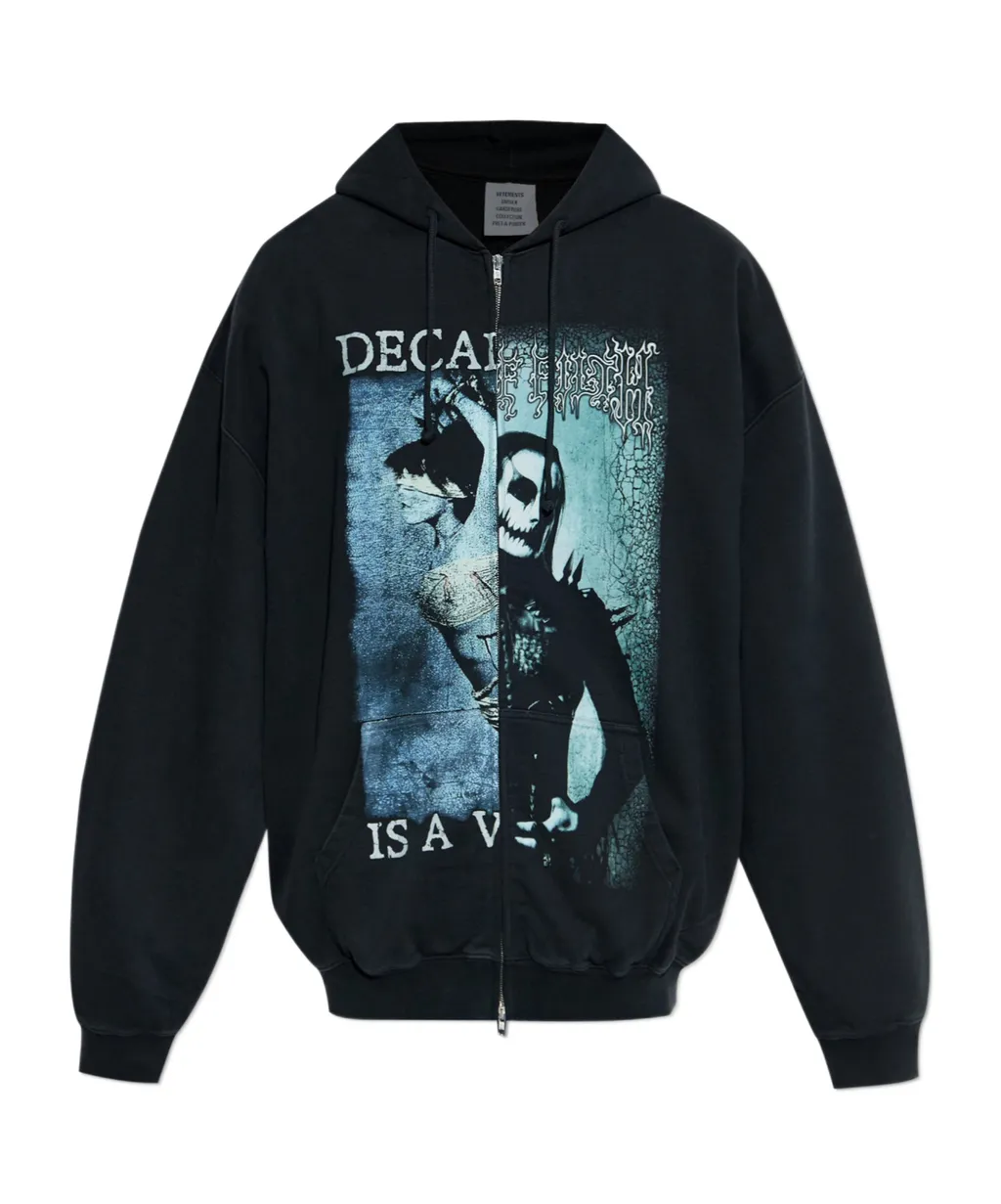 Graphic-Print Zip-Up Hoodie