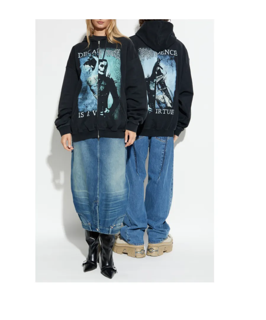 Graphic-Print Zip-Up Hoodie