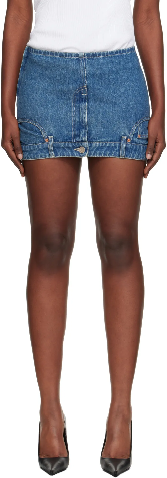 Upside-Down Denim Mini Skirt