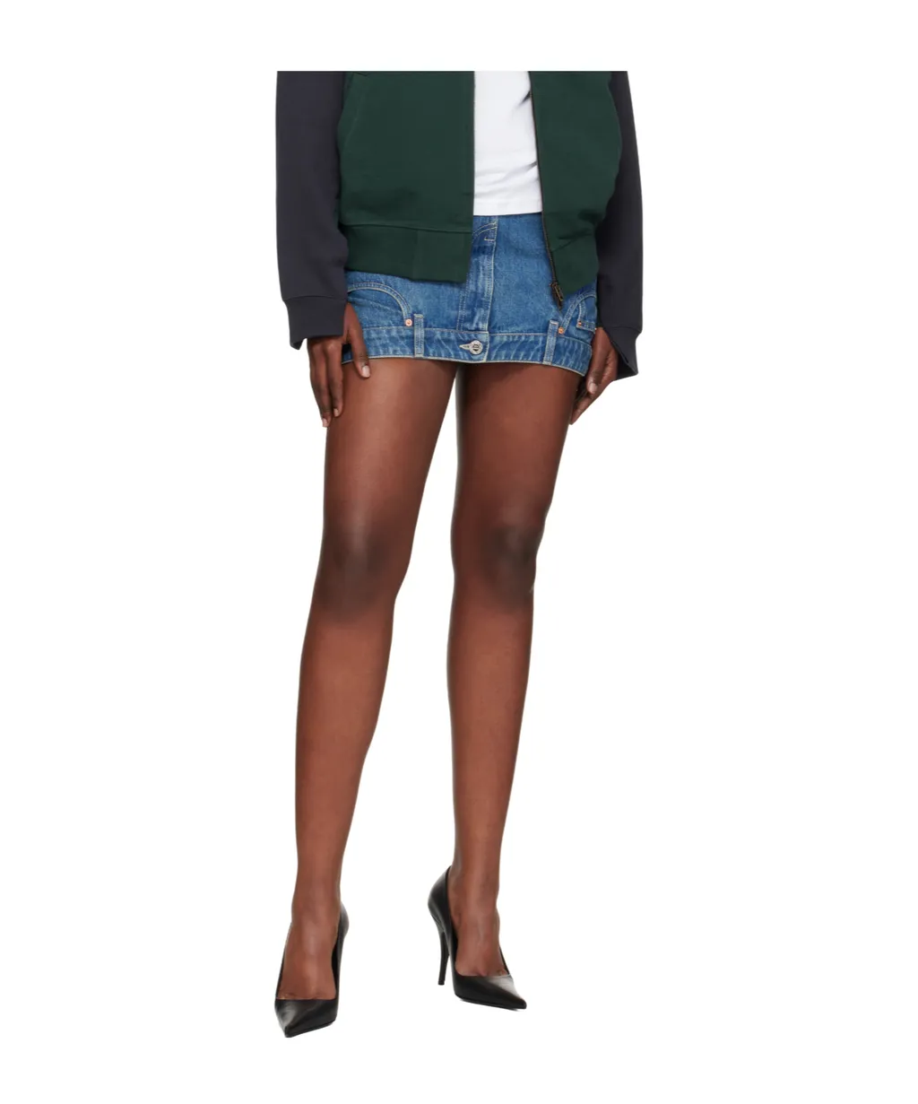 Upside-Down Denim Mini Skirt