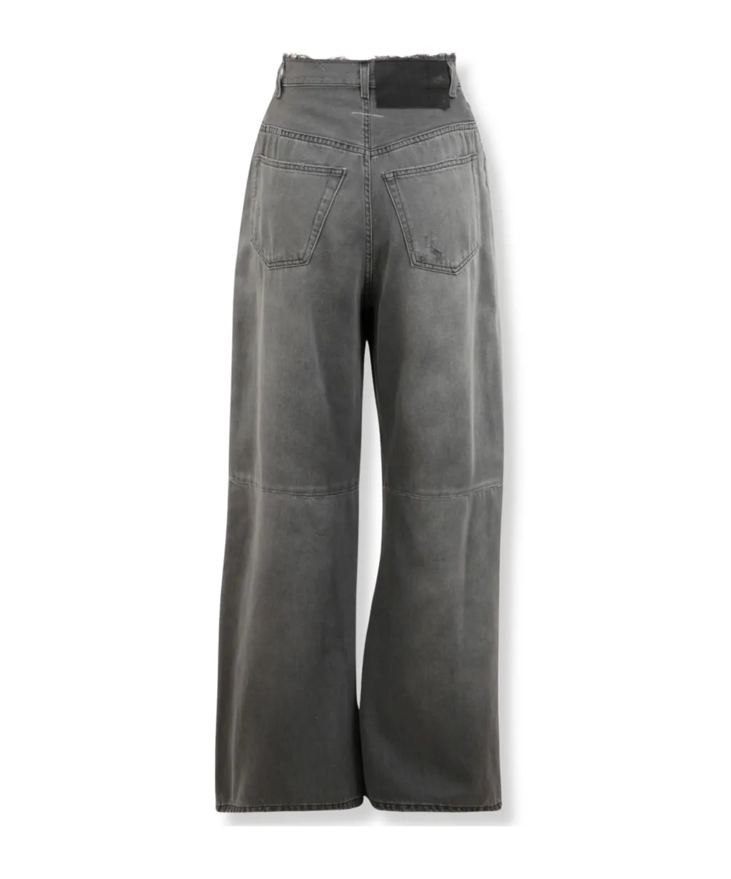 Mm6 Maison Margiela Wide Leg Distressed Jeans