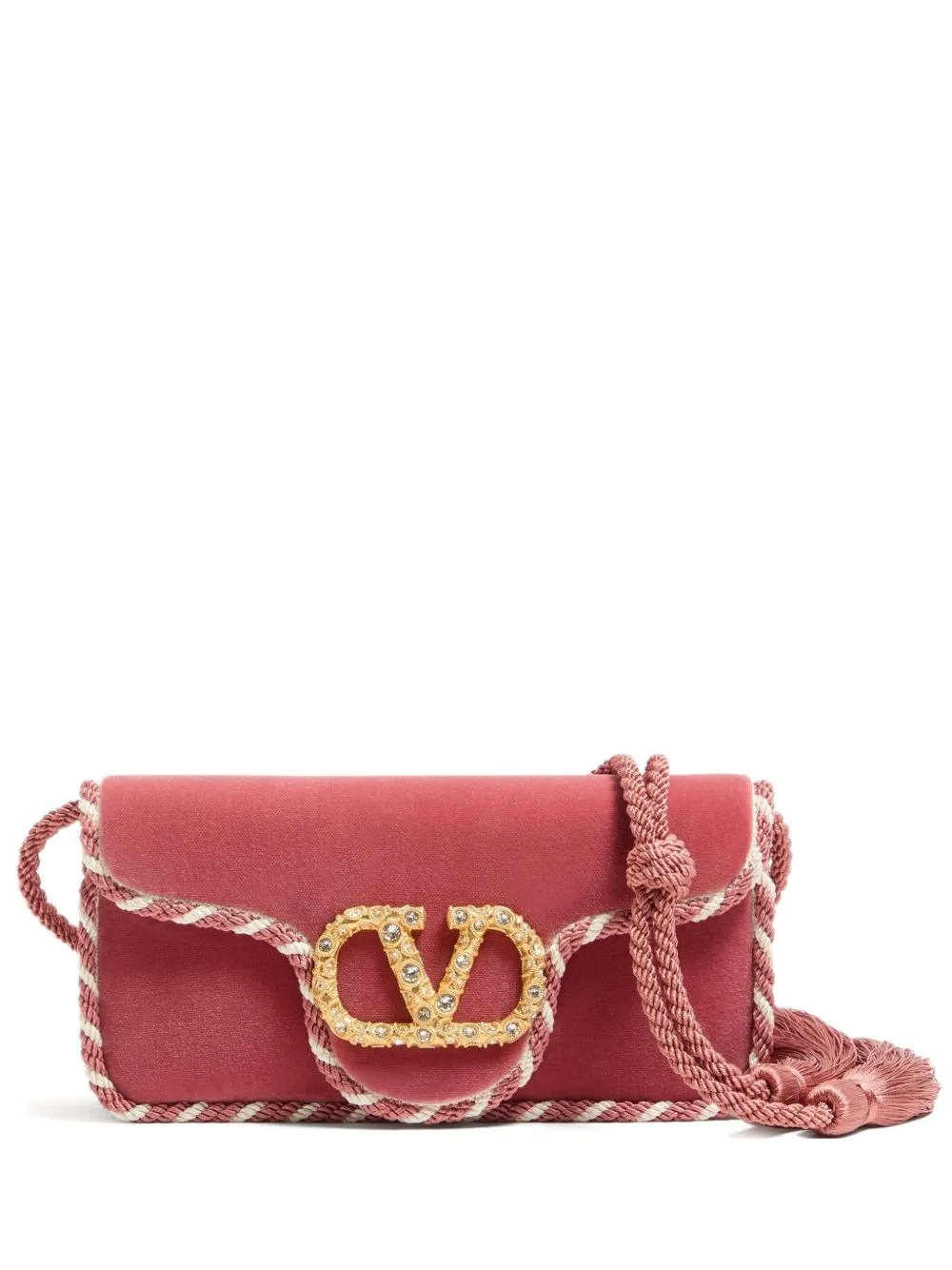 Valentino Locò Velvet Foldover Top Clutch Bag