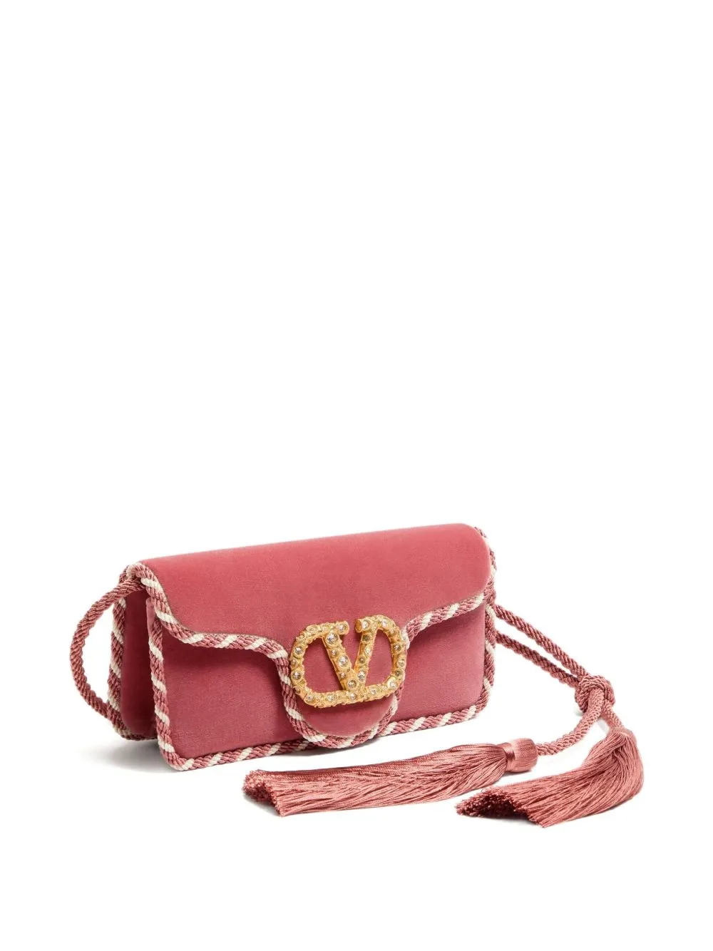 Valentino Locò Velvet Foldover Top Clutch Bag