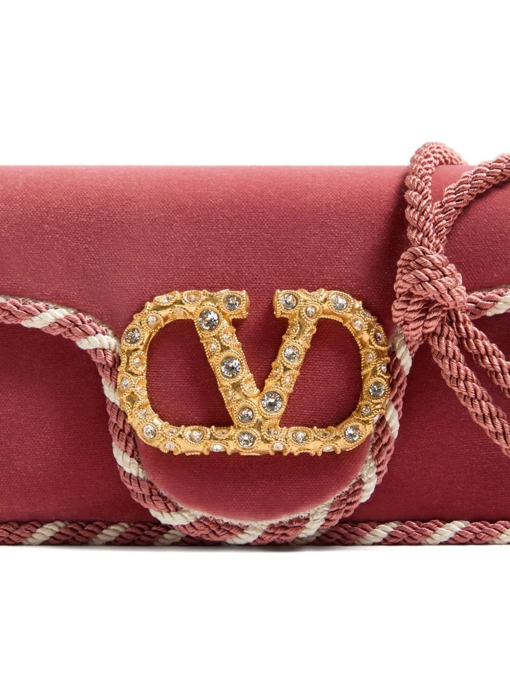Valentino Locò Velvet Foldover Top Clutch Bag